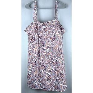NWOT Lands End Sz 24W Pink Blue Paisley Adj Dbl Strap Shelf Bra Modest Tankini